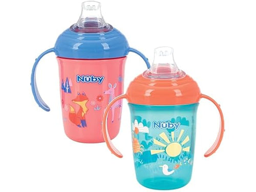 Nuby No-Spill Two Handle Baby’s First Soft Spout Cup with Hygienic Cover